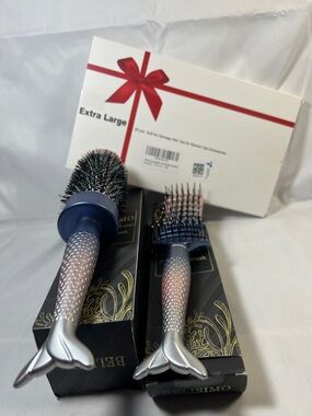 Belisimo Silver Mermaid Handle Hair Brush - Silver
